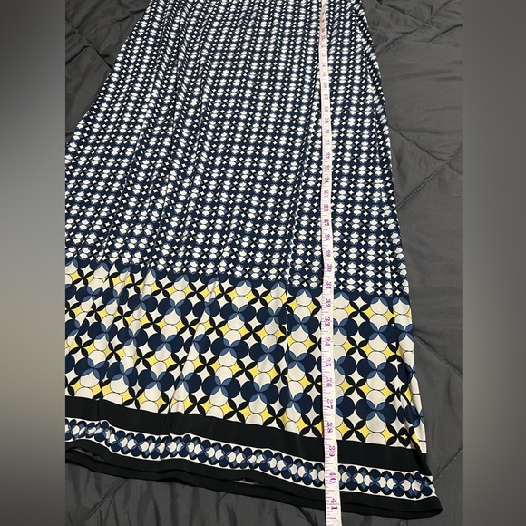 MAX EDITION Bohemian Maxi Skirt Pull-On Fold Over Rayon Blend Blue White Size L - Picture 3 of 3